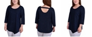 NY Collection Plus Size 3/4 Sleeve Iridescent Bar Back Top